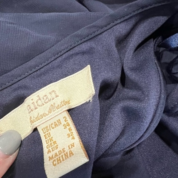 Aidan Aidan Mattox Navy Cocktail Dress with Sheer Flatter Top and Sequined Skirt - Picture 14 of 16